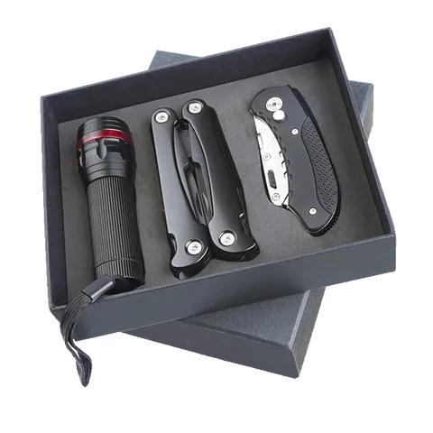 Torch Multi Tool and Knife Gift Set - Black