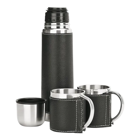 500ml Steel Flask And Mug Set - Black