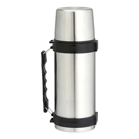 1l Stainless Steel Travel Flask with Carry Handle - Silver