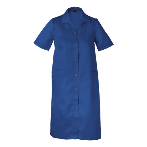 Ladies Poly Cotton House Coat - Royal Blue