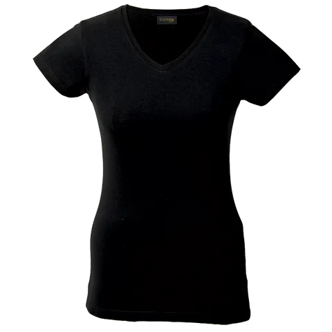 Ladies 170g Slim Fit V-Neck T-Shirt - Black