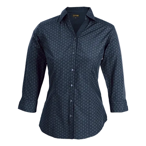 Ladies Claremont Blouse - Navy With Silver