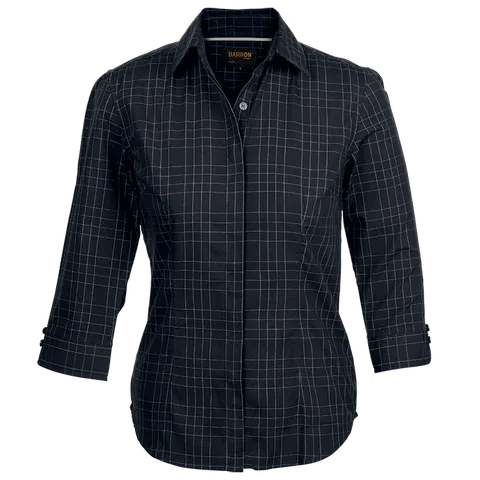 Ladies Hamilton Check Blouse - Black