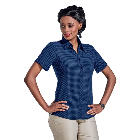 Ladies Pioneer Check Blouse Short Sleeve