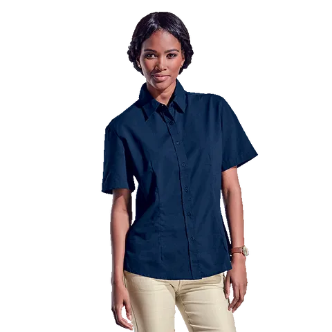Ladies Basic Poly Cotton Blouse Short Sleeve