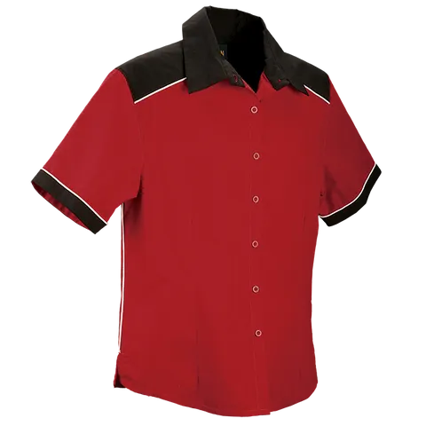 Ladies Racing Pit Shirt - Red With Black