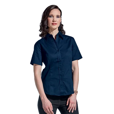 Ladies Brushed Cotton Twill Blouse Short Sleeve