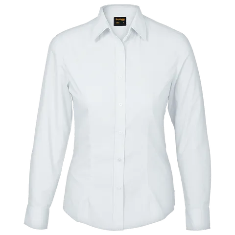 Ladies Basic Poly Cotton Blouse Long Sleeve (LL-PLA) - White