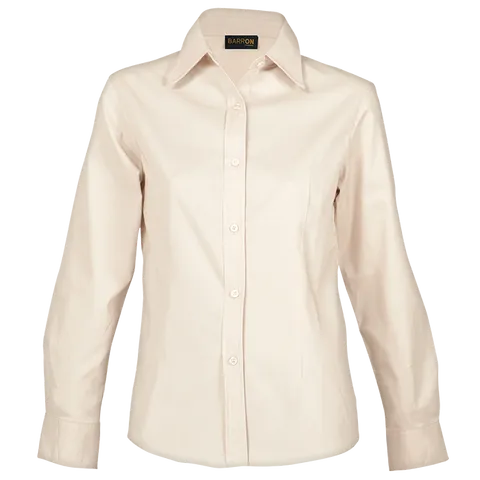 Ladies Brushed Cotton Twill Blouse Long Sleeve (LL-TWILL) - Stone