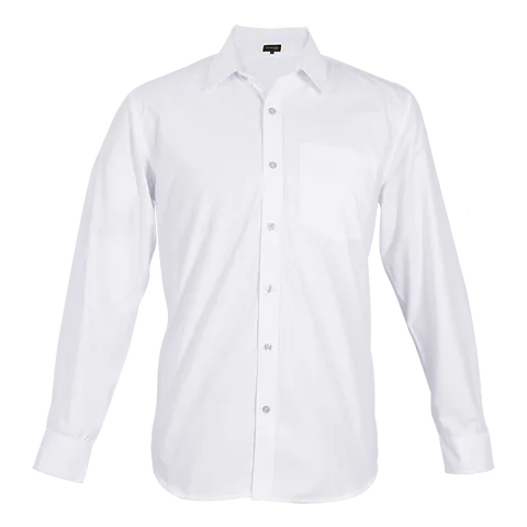 Mens Easy Care Lounge Shirt Long Sleeve - White