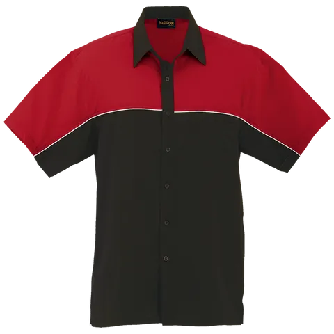 Mens Racing Pit Shirt - Red With Black