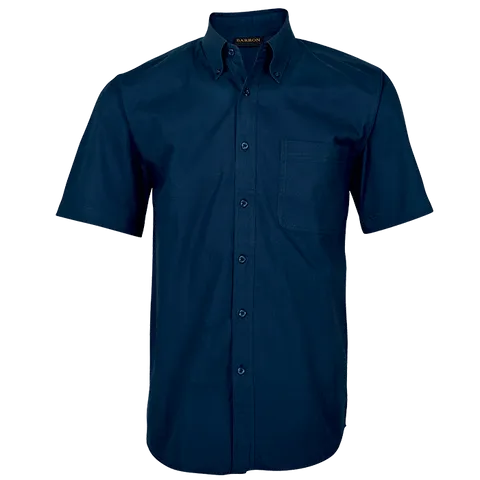 Mens Brushed Cotton Twill Lounge Short Sleeve - Navy