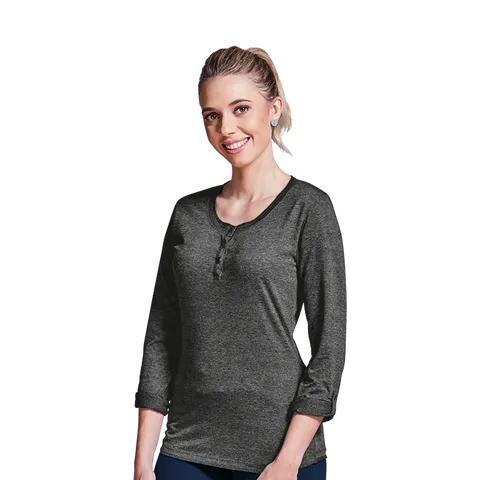 Ladies 145g Henley Long Sleeve T-Shirt
