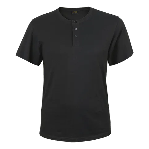 Mens Henley Short Sleeve T-Shirt - Black