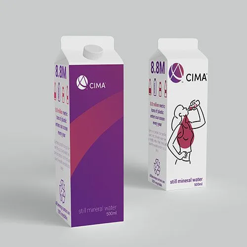 CIMA branded boxed water