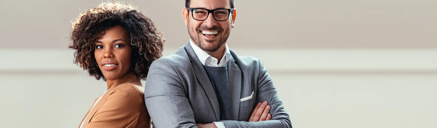 A man and woman wearing corporate Workwear