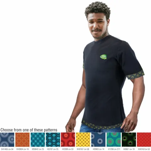 Mens Crew Neck T-shirt with Shweshwe Triming