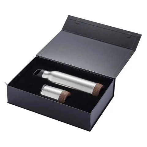 almelo   hans larsen insulated flask   tumbler set   silver