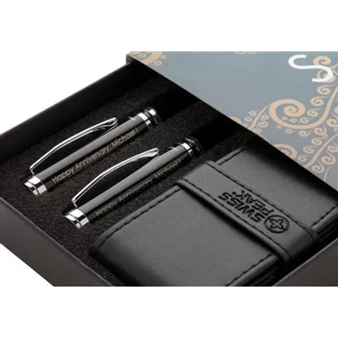 dusco set   swiss peak executive pen set   black silver  1 