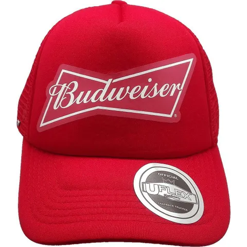 Budweiser Print Uflex Curved Peak Trucker Cap